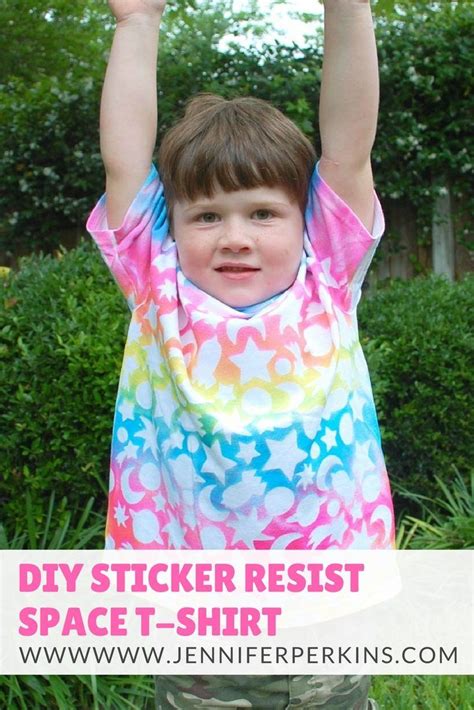 Easy Diy Sticker Resist Space T Shirt With Fabric Spray Paint For Kids