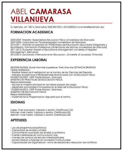 Ejemplo De Curriculum Vitae Con Referencias Micvideal