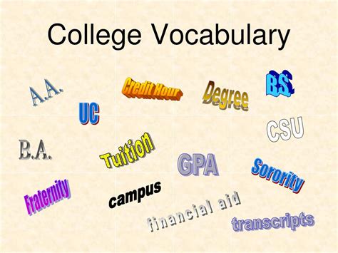 Ppt College Vocabulary Powerpoint Presentation Free Download Id