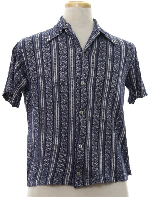 60s Vintage Shirt Late 60s Or Early 70s Brentwood Mens Navy Blue