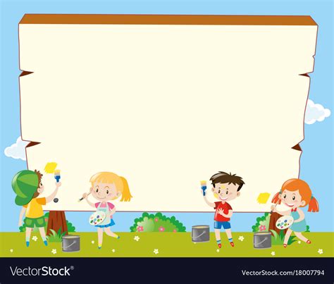 Border Template With Kids Painting Royalty Free Vector Image