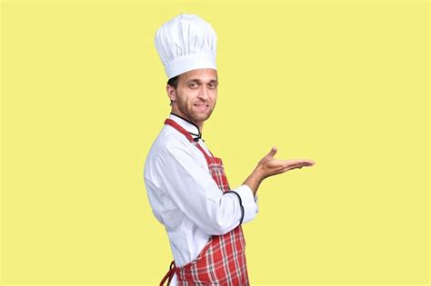 Premium Photo Handsome Chef Cook Side Pose White Outfit Indian Pakistani Model
