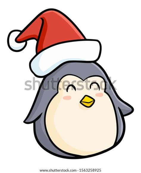 Cute Funny Fat Penguin Smiling Wearing Stock Vector Royalty Free