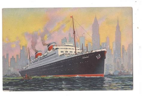 Vintage Postcard Ocean Liner Manhattan United States Lines Ship Steamer