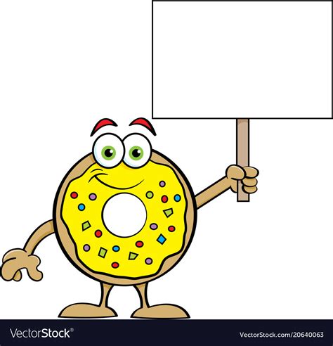 Cartoon Happy Donut Holding A Sign Royalty Free Vector Image