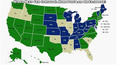 A Map That Shows Which States Are Xbox One And Which Are Ps4