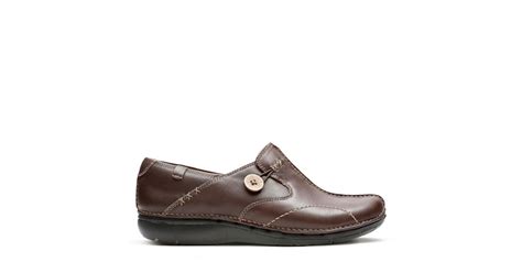 Unloop Brown Leather Womens Wide Width Shoes Clarks Shoes