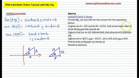 Welcome to kim's add math world… menu. SPM Add Math - Trigo Addition Formulae 1 - YouTube