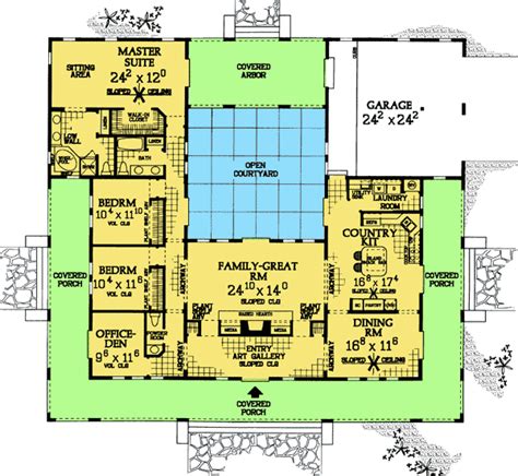 Some of these pools are focal points of courtyards or patios, some are set. U Shaped House Plans with Central Courtyard change left ...