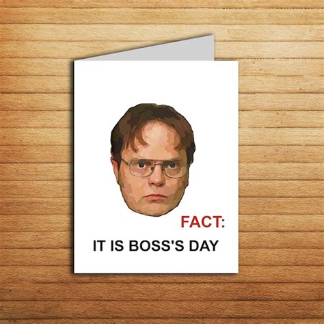 The Office Boss Day Card Printable Funny Bosss Day T Etsy