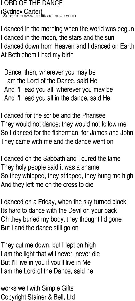 Irish Music Song And Ballad Lyrics For Lord Of The Dance