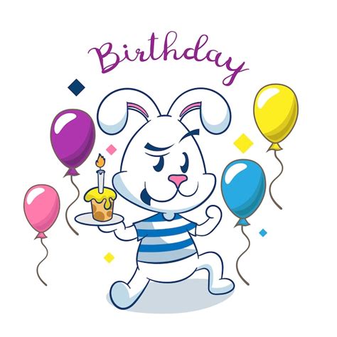 Premium Vector Birthday Card With Cute Rabbit