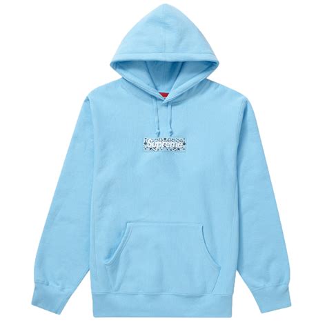 Supreme Bandana Box Logo Hoodie Lyseblå Fw19 Next Grail