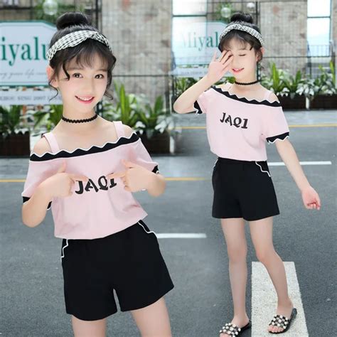 Children Clothing Sets Summer Girls Clothes Cotton Letter Short Sleeve