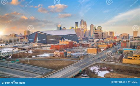Cityscape Of Minneapolis Downtown Skyline In Minnesota Usa Stock Photo