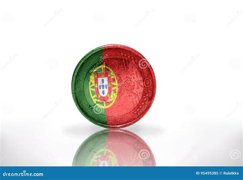 Euro Coin With Portuguese Flag On The White Stock Image Image Of