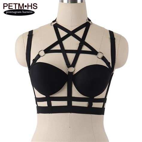 2017 Hot Pentagram Harness Cage Bra Body Harness Crop Top Sexy Goth