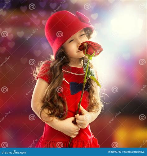 Little Girl With Rose Stock Photo Image Of Person Bright 36893730