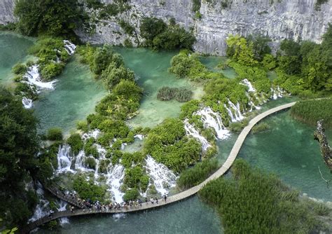 Walkway Between The Lakes At Plitvice Lakes National Park Croatia