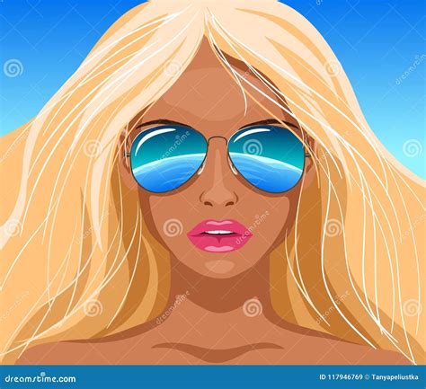 Pretty Girl In Sunglasses Vector Illustration Stock Vector Illustration Of Female Modern