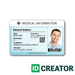 Medical ID Card Templates Badge Maker IDCreator