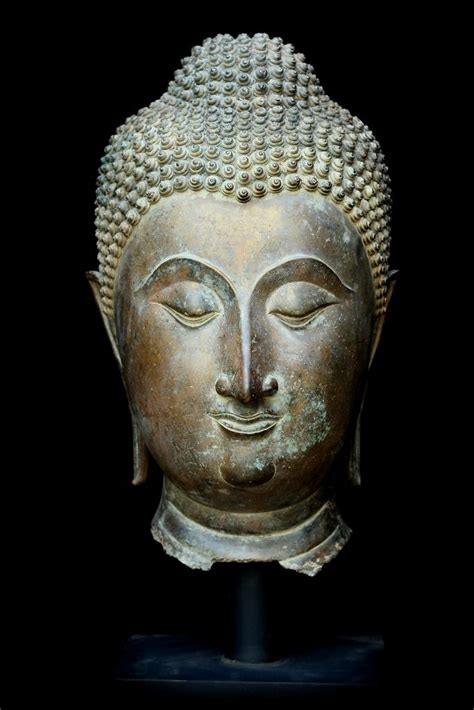 Extremely Rare Early 16c Bronze Chiangsang Buddha Head Dw057 Scultura