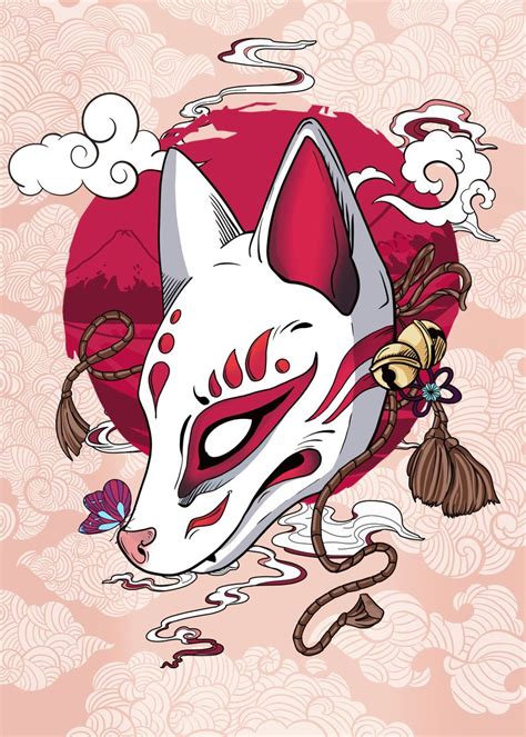 Kitsune Mask Poster Picture Metal Print Paint By Tomasz Dąbek