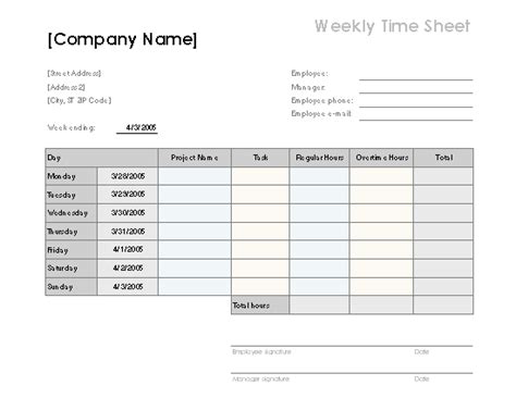 Heartwarming Excel Timesheet Template With Lunch And Overtime Church