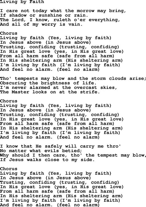 Baptist Hymnal Christian Song Living By Faith Lyrics With Pdf For