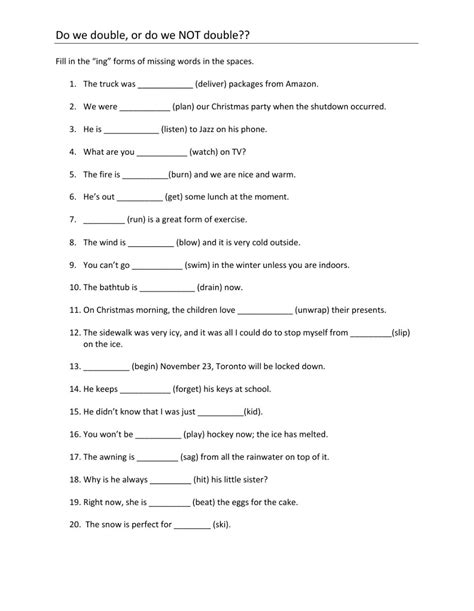 Double consonant words 5th grade. Double the consonant for ing words worksheet