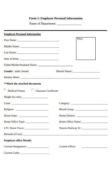 Personal Particulars Form Template Doctemplates Bank Home Com