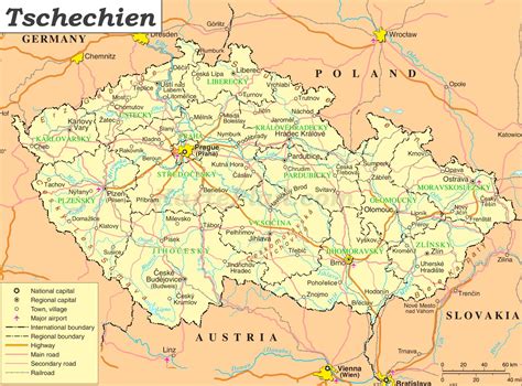 Die staatsgrenzen deutschlands, die grenze der bundesländer deutschlands. Tschechien Karte
