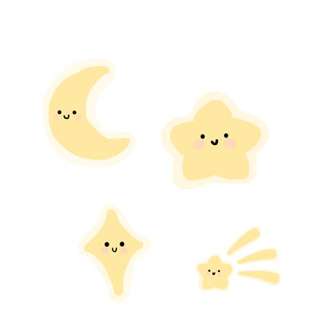 Star Moon Sparkle Yellow Soft Sticker By Simjangjimin