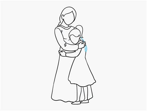Hugging Easy Drawing Of Mother And Daughter
