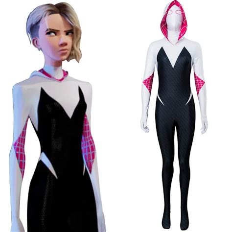 Spider Gwen Stacy Cosplay Spandex Zentai Jumpsuit Spiderman Costume For Halloween Cosplay Spider