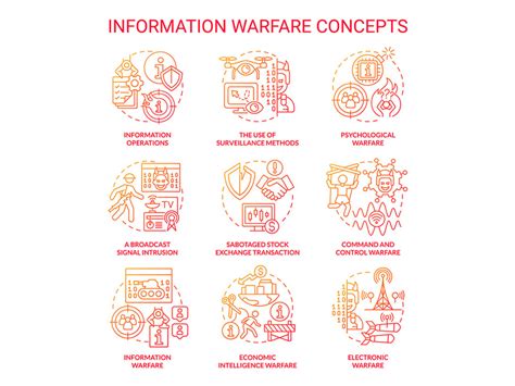 Information Warfare Red Gradient Concept Icons Set By Bsd ~ Epicpxls
