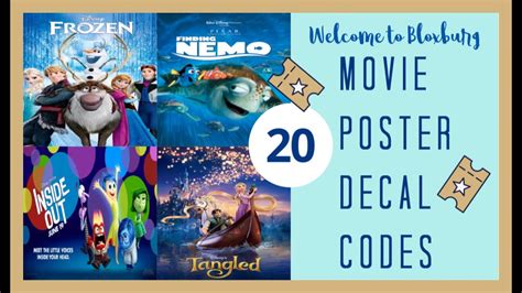 20 Bloxburg Movie Poster Decal Ids Codes In Description Youtube