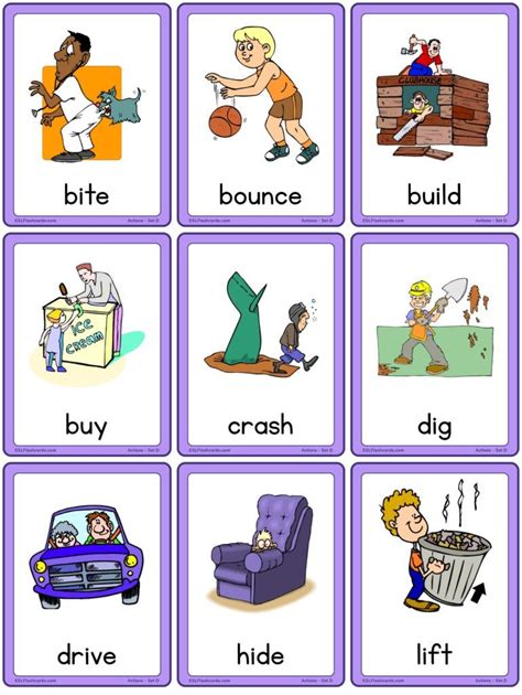 Verbs Esl Flashcards Charades For Kids Charades Cards English