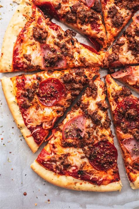 Either works well for this recipe. Meat Lovers Pizza recipe | lecremedelacrumb.com Pizza ...