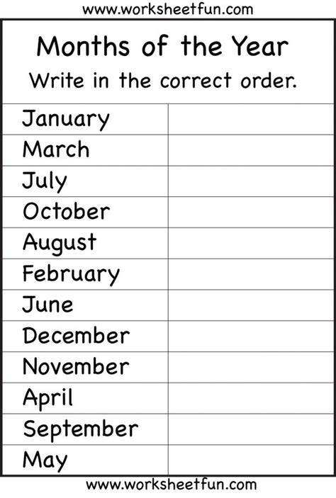 Months Of The Year Worksheet English Lessons For Kids Learning