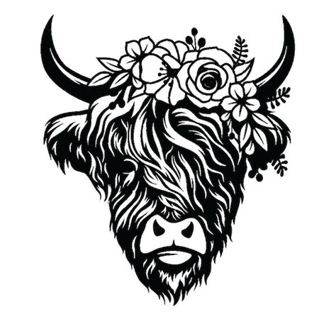 Cow With Flower Crown Svg Highland Heifer SVG Cow With | Etsy