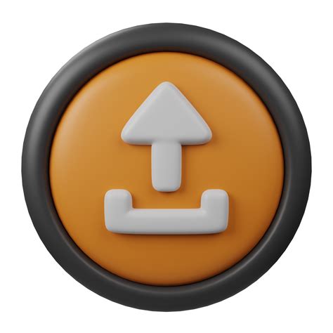 Free 3d Rendered Upload Button Icon With Orange Color And Black Border