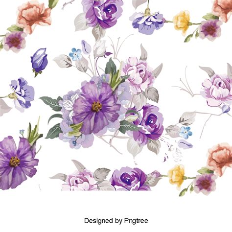Purple Watercolor Flowers Vector Material, Hand Painted, Creative Pattern, Vector Material PNG ...