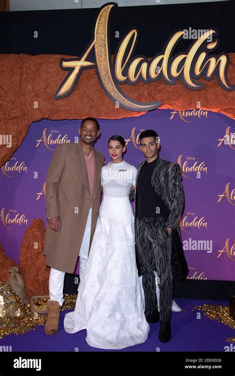 Will Smith Naomi Scott And Mena Massoud Attending The Aladdin Premiere At The Grand Rex Cinema