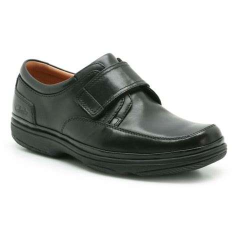 Clarks Mens Swift Turn Black Leather Shoes Extra Wide