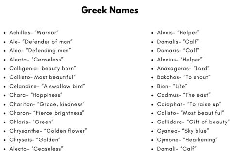 210 Cool And Beautiful Greek Names With Meanings 2023