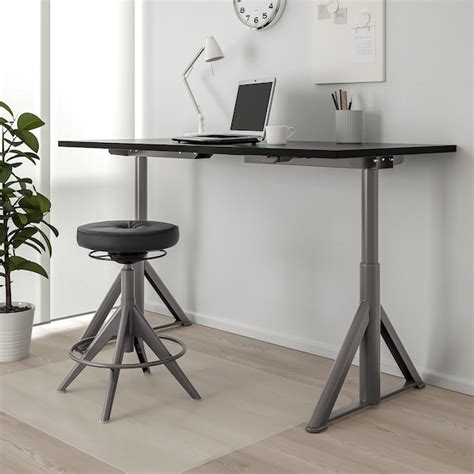 IdÅsen Desk Sitstand Black Dark Gray Ikea