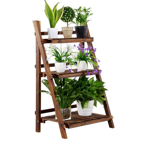 Shop pots, planters and gardening bags at the warehouse. 3 Tier Folding Wooden Flower Stand Plant Display Stand ...