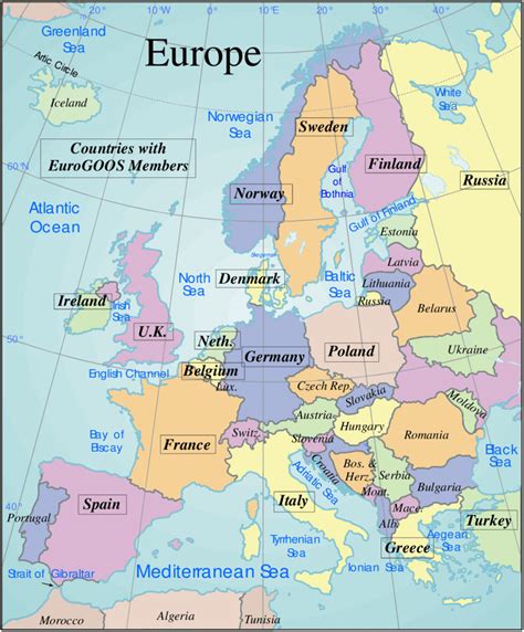 Map Of Europe Showing Names Of Countries Which Have Member Agencies In