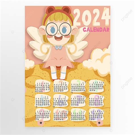 Gambar Templat Gadis Kartun Kalender 2024 Templat Untuk Unduh Gratis Di